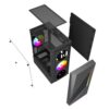 Vida Genesis Black ARGB Gaming Case w/ Glass Window, Micro ATX, 2x ARGB Fans, Front ARGB Strip - Image 7