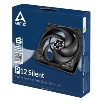 Arctic P12 Silent Pressure Optimised 12cm Case Fan, Black, Fluid Dynamic, 1050 RPM