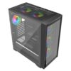 Vida Versa Black ARGB Gaming Case w/ Glass Side & Glass/Mesh Front, ATX, 6x ARGB PWM Fans, 6-Port Fan Hub & Remote Control *Glass & Mesh Front Panels included* - Image 4