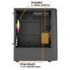 Vida Genesis Black ARGB Gaming Case w/ Glass Window, Micro ATX, 2x ARGB Fans, Front ARGB Strip - Image 9